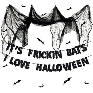 halloween horror decor its frickin bats i love halloween banner black creepy cloth gauze fabric 3d pvc bat for halloween home wall scary party decoration
