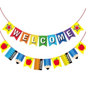 welcome banner for party supplies first day of school banner school theme party decorations for students and teachers