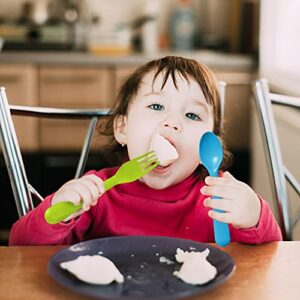 Plaskidy Plastic Toddler Utensils Set 8 Kids Forks and 8 Kids Spoons - BPA Free/Dishwasher Safe Toddler Silverware Brightly Colored Kid Plastic Cutlery Set, Great for Kids and Toddlers Utensils