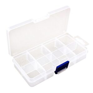 upstore 8 grids transparent plastic jewelry accessories portable storage box crafts organizer holder with adjustable dividers (small)