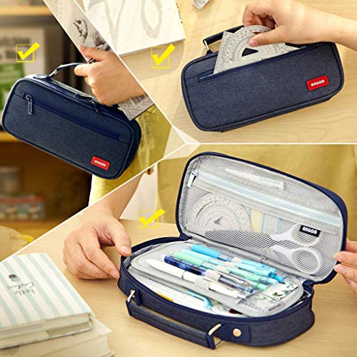 Pen case Pencil case Large capacity Fashionable Pencil case Boys Girls Elementary school students Junior high school students High school students University students For working adults(blue)