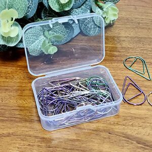 UUYYEO 5 Pcs Mini Clear Storage Containers Rectangle Plastic Box Empty Beads Organizer Case Small Hinged Lid Storage Box for Jewelry