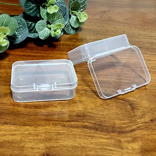 UUYYEO 5 Pcs Mini Clear Storage Containers Rectangle Plastic Box Empty Beads Organizer Case Small Hinged Lid Storage Box for Jewelry