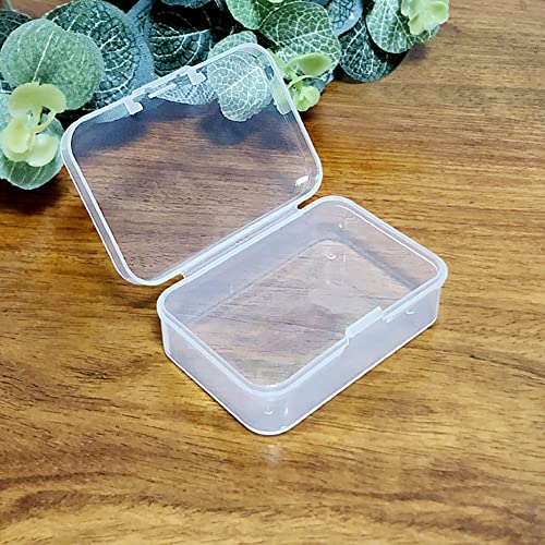 UUYYEO 5 Pcs Mini Clear Storage Containers Rectangle Plastic Box Empty Beads Organizer Case Small Hinged Lid Storage Box for Jewelry