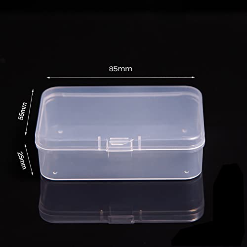 UUYYEO 5 Pcs Mini Clear Storage Containers Rectangle Plastic Box Empty Beads Organizer Case Small Hinged Lid Storage Box for Jewelry