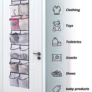 MISSLO Over The Door Shoe Organizer 12 Large Mesh Pockets Hanging Narrow Closet Door, White, 2 Pack