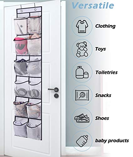 MISSLO Over The Door Shoe Organizer 12 Large Mesh Pockets Hanging Narrow Closet Door, White, 2 Pack