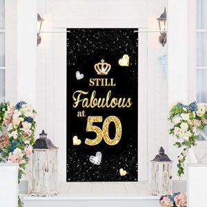 still fabulous at 50 door banner, women happy 50th birthday sign party door banner decorations, cheers to 50 years door cover party decorations