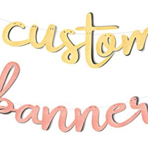 envizins Custom Cursive Script Lowercase Gold, Rose Gold, Silver Glitter Letter Banner, You Could Personalize a Phrase-Word-Number-Name-symbol. Roll String Included