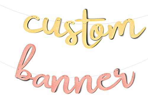 envizins Custom Cursive Script Lowercase Gold, Rose Gold, Silver Glitter Letter Banner, You Could Personalize a Phrase-Word-Number-Name-symbol. Roll String Included