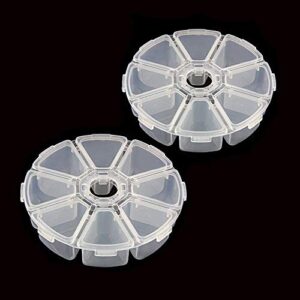 8 Grids Round Portable Plastic Organizer Container Storage Box(2 pcs)