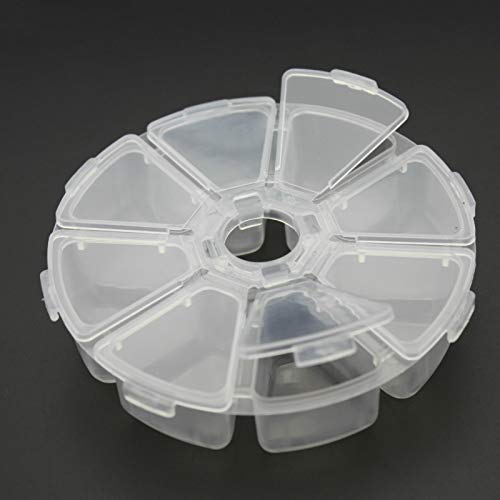 8 Grids Round Portable Plastic Organizer Container Storage Box(2 pcs)