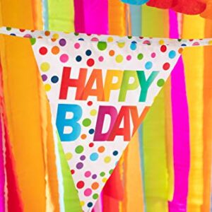 Folat 27105 4th Birthday Happy Bday Dots Bunting Garland-10 m, Multi colors