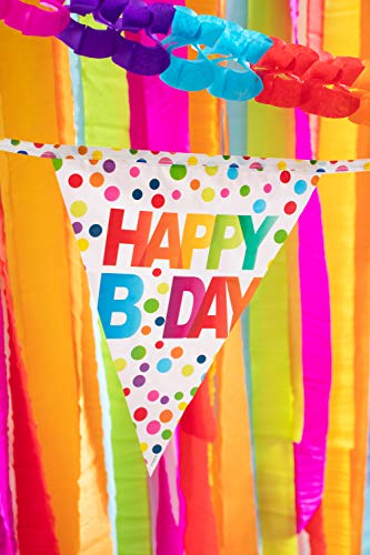 Folat 27105 4th Birthday Happy Bday Dots Bunting Garland-10 m, Multi colors