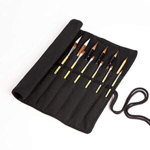 canvas roll up paint brush holder 20-slot artist roll makeup brushes case pouch bag organizer lightweight (black)