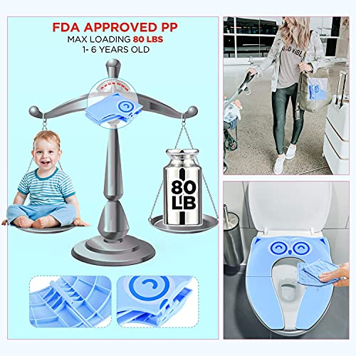 Gimars Upgrade Non-Slip Easily Removed Foldable Travel Potty Seat for Toddlers & Kids, 6 Large Non-slip Silicone Pad, Home Reusable Portable Toilet Seat Cover Fits Most Toilets, Free Carry Bag