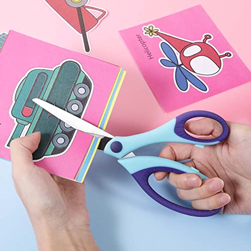 Craft Scissors Set of 4 Pack , All Purpose Sharp Blade Shears Rubber Soft Grip Handle, Multipurpose Fabric Scissors Tool Great for Adults, Office, Sewing, School and Home Supplies, Blue