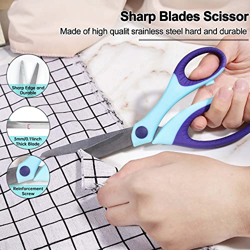 Craft Scissors Set of 4 Pack , All Purpose Sharp Blade Shears Rubber Soft Grip Handle, Multipurpose Fabric Scissors Tool Great for Adults, Office, Sewing, School and Home Supplies, Blue