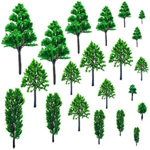 ackllr 21 pieces mixed model trees,1.18-5.51 inch model train scenery architecture trees fake trees for diy crafts, building model, projects, woodland with no bases,railroad landscape natural green