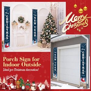 Christmas Banner with Lights Merry Christmas Banners for Outside Happy New Year Banner for Porch Door Sign Indoor Outdoor Garage Wall Yard Hanging Xmas Party Decor, 12 x 71 Inch