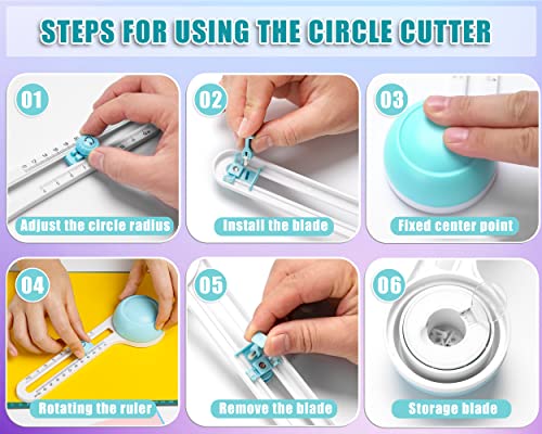 MyLifeUNIT Circle Cutter, Circular Rotary Cutter for Paper Crafts Scrapbooking (Included 6 Blades)