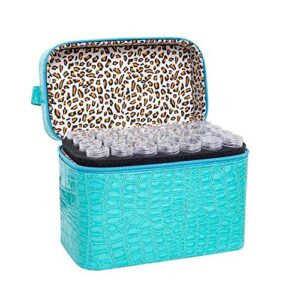 84 slot diamond storage box, pu diamond painting storage container portable nail glitter powder art craft jewelry beads sewing pills storage case holder diy embroidery beads organizer zipper handbag