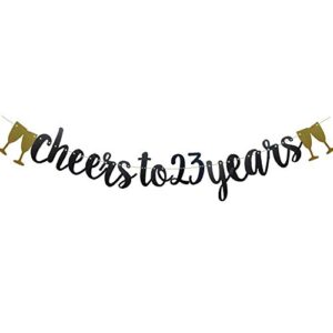 cheers to 23 years banner,pre-strung, black paper glitter party decorations for 23rd wedding anniversary 23 years old 23rd birthday party supplies letters black zhaofeihn