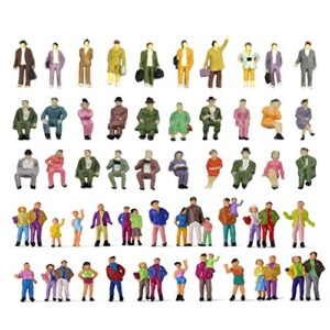 hiawbon 50 pcs people figurines set tiny sitting and standing delicate hand painted people model train park street people figures for miniature scenes,1:87 scale
