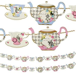 talking tables truly alice hanging teapot bunting (4m) a tea party, multicolor (2 pack)