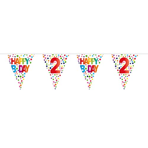 Folat 27102 1st Birthday Happy Bday Dots Bunting Garland-10 m, Multi Colors