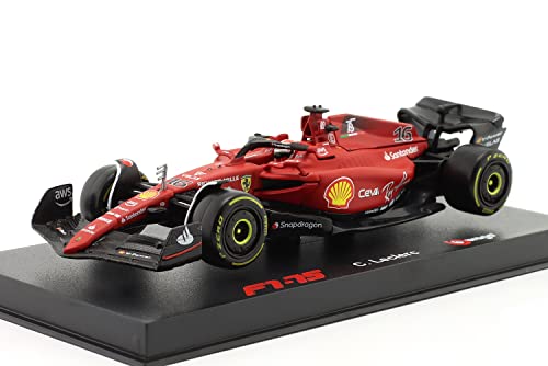 Bburago - 1/43 Scale Model Compatible with Ferrari Replica Miniature Model Compatible with Scuderia Replica Miniature F1-75 # 16 Compatible with Charles Leclerc Replica Miniature Model 2022 Racing