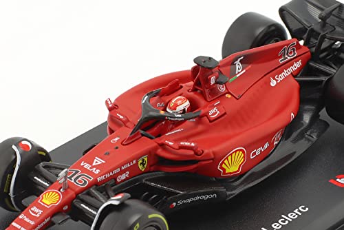 Bburago - 1/43 Scale Model Compatible with Ferrari Replica Miniature Model Compatible with Scuderia Replica Miniature F1-75 # 16 Compatible with Charles Leclerc Replica Miniature Model 2022 Racing