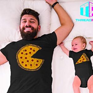 Threadrock Pizza Pie & Slice Infant Bodysuit & Men's T-Shirt Matching Set (Baby: 6M, Charcoal|Men's: XL, Charcoal)