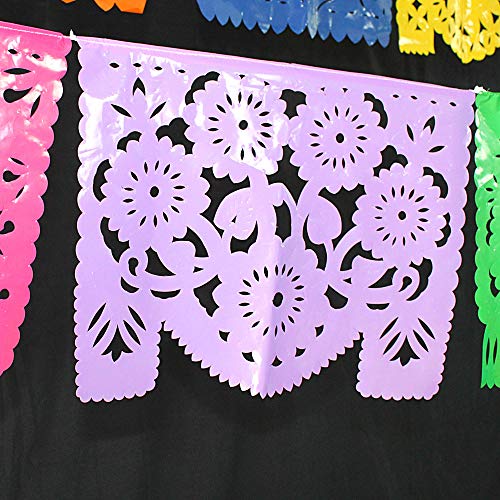 Papel picado, Mexico decor, Fiesta decoration. 16 ft Long, Coco party supplies, Plastic Banner, Cinco de Mayo, taco tuesday, B274