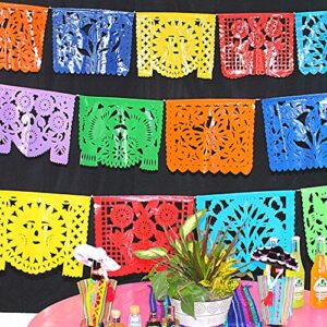 Papel picado, Mexico decor, Fiesta decoration. 16 ft Long, Coco party supplies, Plastic Banner, Cinco de Mayo, taco tuesday, B274