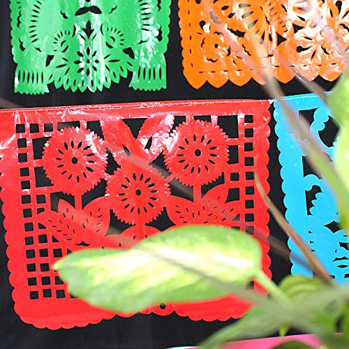 Papel picado, Mexico decor, Fiesta decoration. 16 ft Long, Coco party supplies, Plastic Banner, Cinco de Mayo, taco tuesday, B274