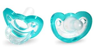 razbaby jollypop baby pacifier newborn, 0-3m, teal, double pack
