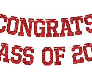 Congrats Class of 2023 Banner, You Did It / Congrats Grad, 2023 Graduation Theme Party Decorations(Black & Red)