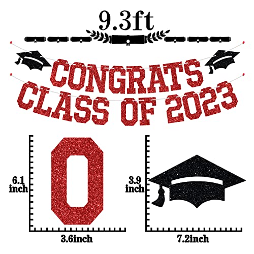 Congrats Class of 2023 Banner, You Did It / Congrats Grad, 2023 Graduation Theme Party Decorations(Black & Red)