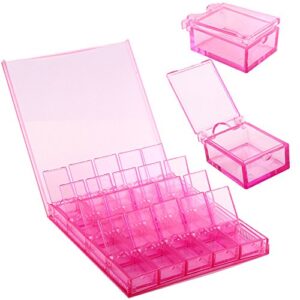 MissLytton Small Storage Box Jewelry Bead Organizer, Clear Plastic Covered Container Box with 20 Removeable Compartment, Perfect for Storing Nail Arts Rhinestones, Small Charms, Earrings, Seeds