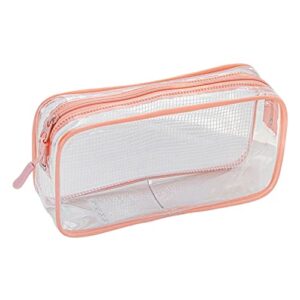 pen bag item storage convenient clear pen pencil organizer bag makeup brush pouch pink