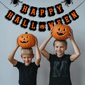 JOZON Happy Halloween Banner Halloween Bunting Banner Garland with Spider Pumpkin Sign for Halloween Party Decorations Halloween Decor for Mantle Fireplace Wall Party Supplies