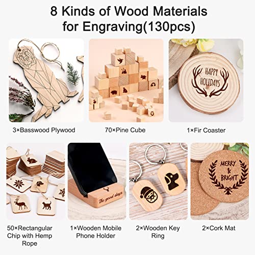 Csyidio 220PCS Engraving Material Box, DIY Materials Apply to All Laser Engravers with Instructions, Laser Engraving Supplies Including Acrylic Sheet, Metal Materials, Wood Materials