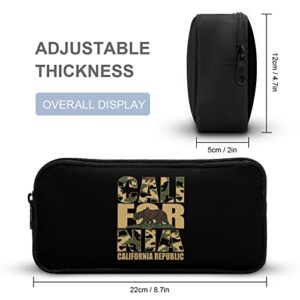 Camouflage California Repubic Pencil Case Makeup Bag Big Capacity Pouch Organizer for Office College