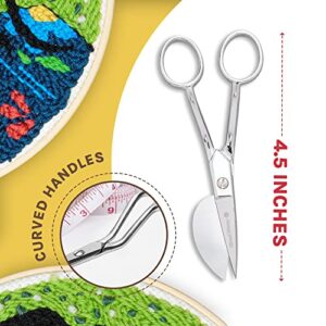 ThreadNanny Duckbill Scissors (4.5-Inch) - Duckbill Applique Scissors for Professionals - Ergonomically Bent Curved Offset Handle - Paddle Shaped, Razor-Sharp, Premium Grade German Steel