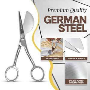 ThreadNanny Duckbill Scissors (4.5-Inch) - Duckbill Applique Scissors for Professionals - Ergonomically Bent Curved Offset Handle - Paddle Shaped, Razor-Sharp, Premium Grade German Steel