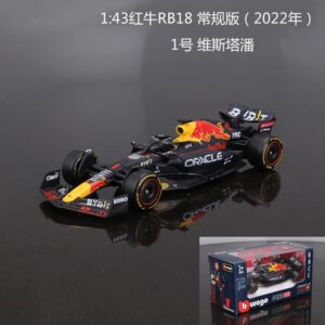 XTD Bburago 1:43 New 2022 F1 Red Bull Racing RB18 1# Verstappen 11# Perez Special Paint Formula One Alloy Super Toy Car Model (RB18 #1 Acrylic Box) White