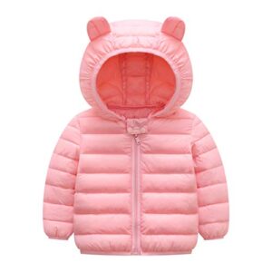 hileelang toddler baby girl winter puffer coat hooded light weight padded cotton outwear jacket coat pink 18 m