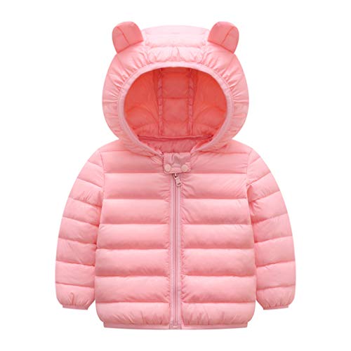 HILEELANG Toddler Baby Girl Winter Puffer Coat Hooded Light Weight Padded Cotton Outwear Jacket Coat Pink 18 M