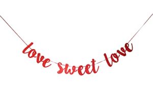 starsgarden glitter red love sweet love banner hanging garland -perfect decoration for bridal shower, engagement, bachelorette, wedding party(red sweet love)